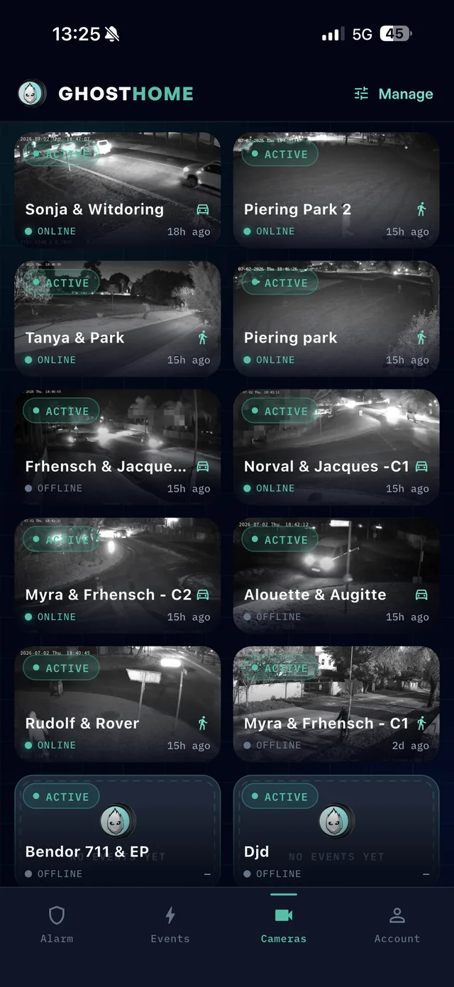 Guard app camera list